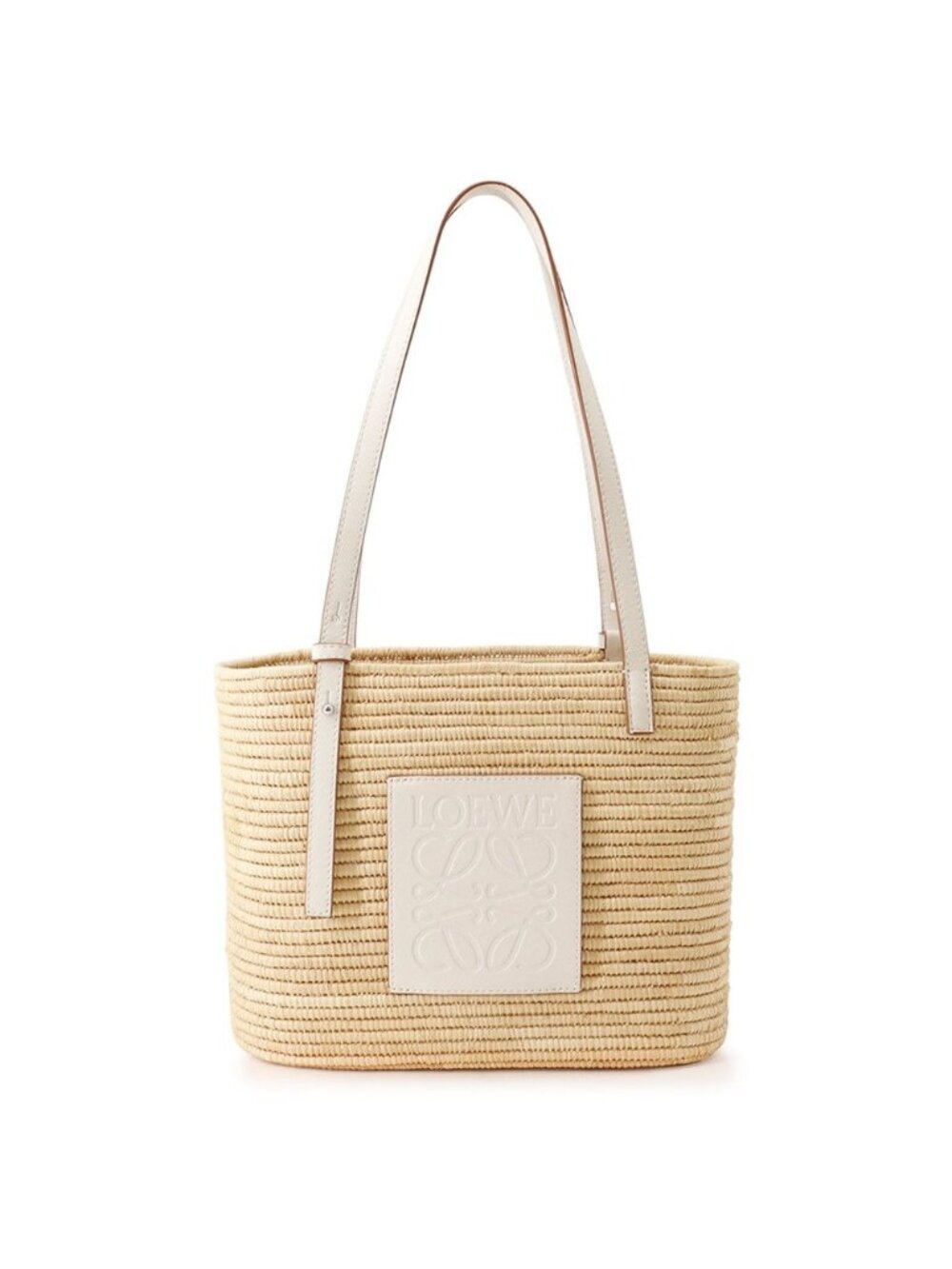 Loewe Tote Bag Anagram Small Square Basket Raffia Leather